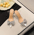 Slingback Crystal Bowknot Pumps for Women - Elegant Pointed Toe Heels for Weddings and Prom